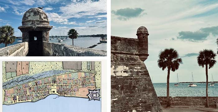 different architectural details of st augustine along with a map